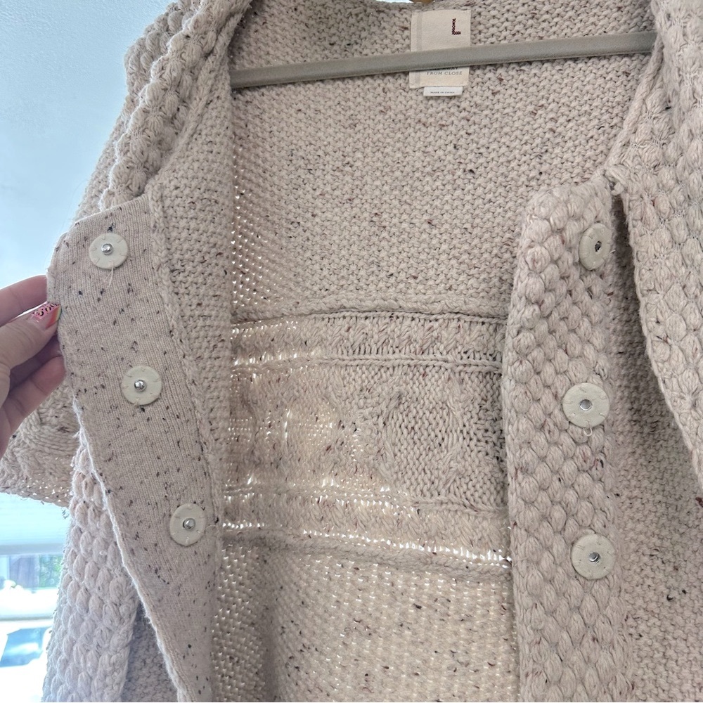 Anthropologie Far Away From Close - Cozy Hooded Short Sleeved Knit Sweater - Picture 5 of 9